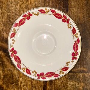 Maddock Teacup Saucer, Ultra Vitrified, Made in England, Leaf Gold Rim